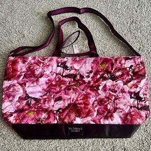 Victoria's Secret Floral Pink and Black Tote